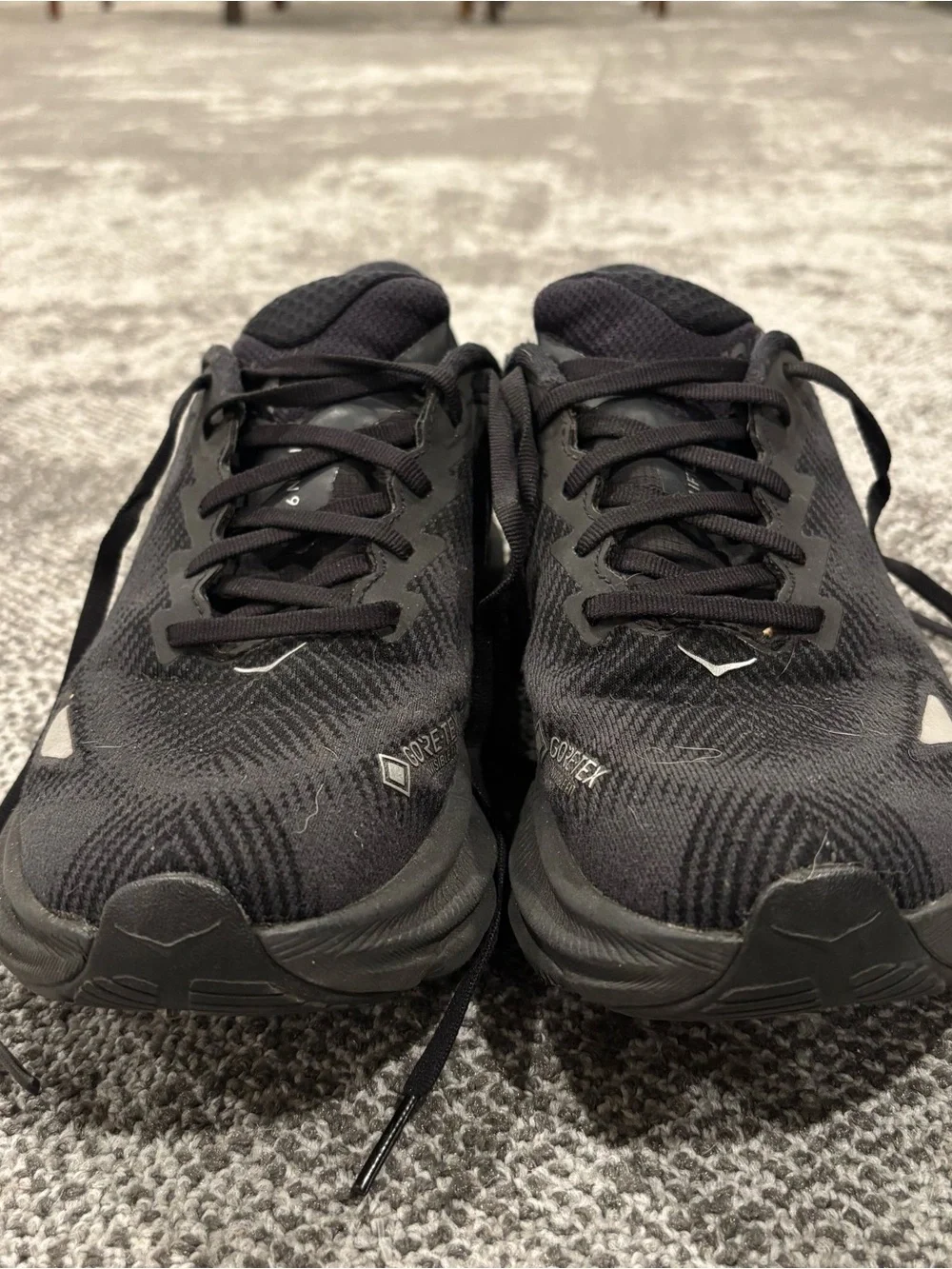 Hoka One Black Athletic Running Shoes with Reflective Accents